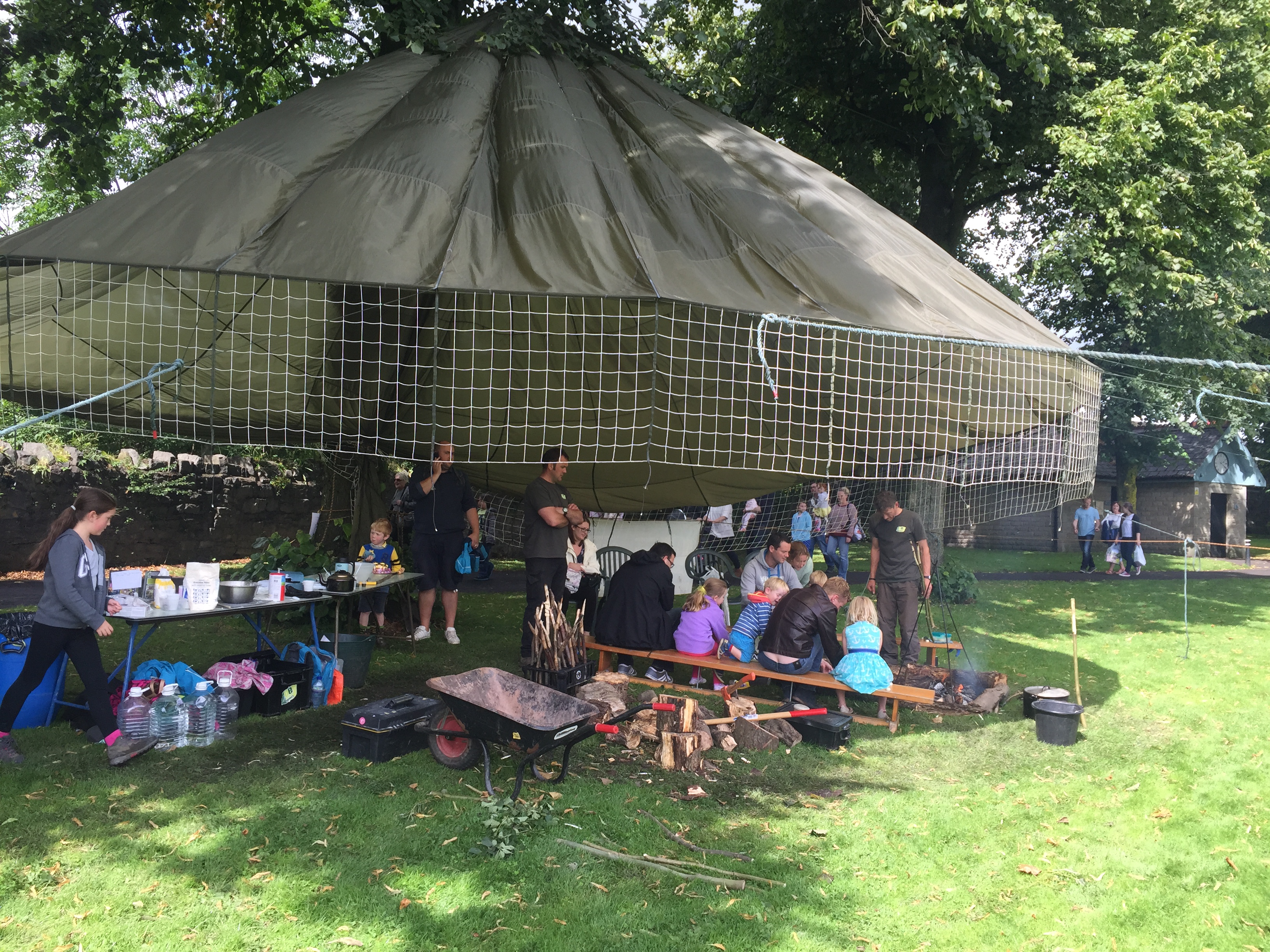 Clitheroe food festival - baking bread on a camp fire